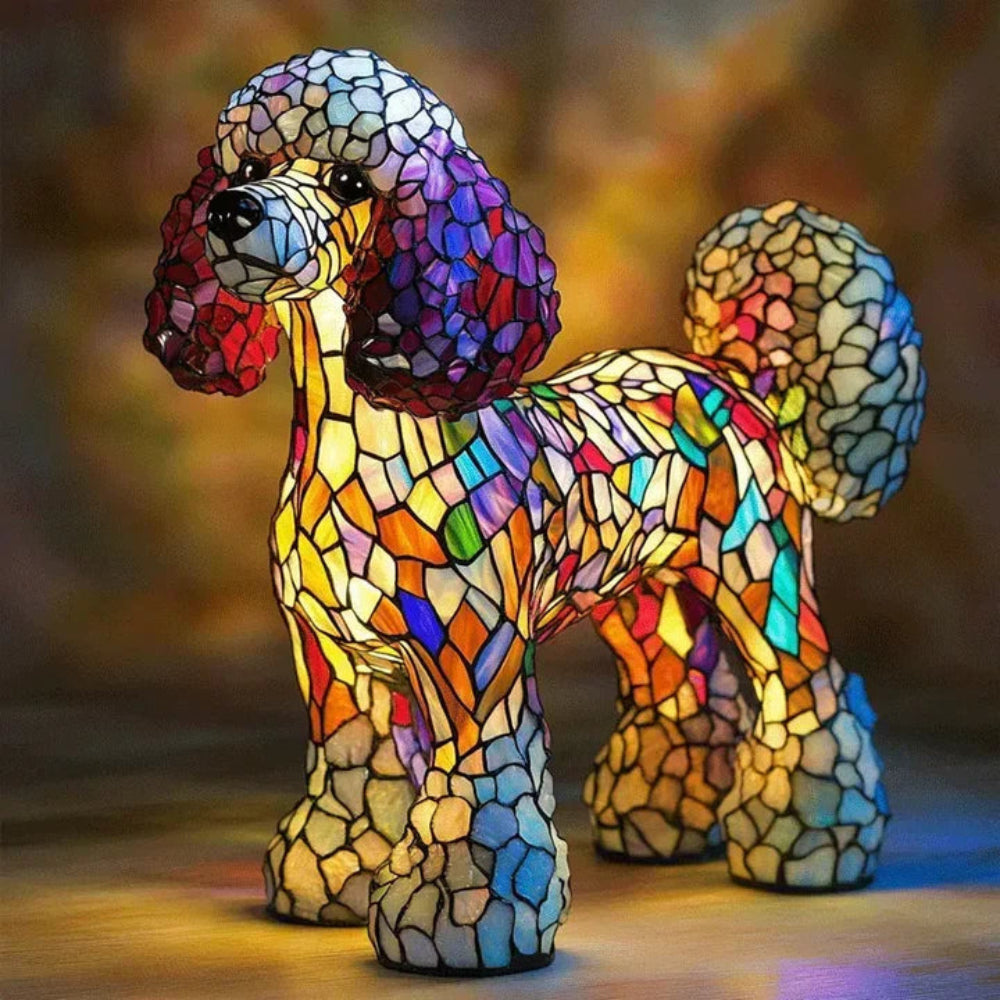 Tafellamp Glas-in-lood Hond Decoratieve LED Verlichting