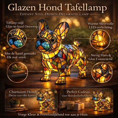 Tafellamp Glas-in-lood Hond Decoratieve LED Verlichting