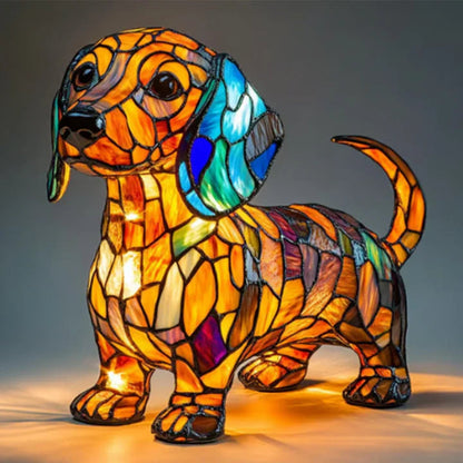 Tafellamp Glas-in-lood Hond Decoratieve LED Verlichting