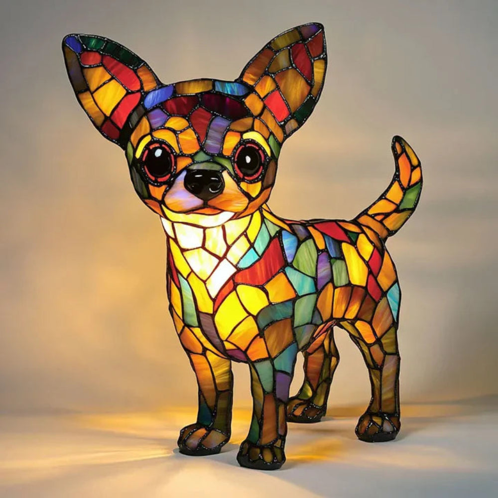 Tafellamp Glas-in-lood Hond Decoratieve LED Verlichting