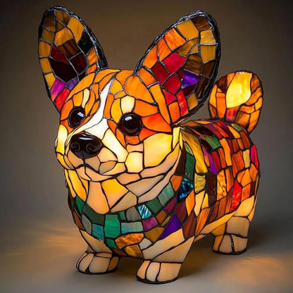 Tafellamp Glas In Lood LED Hond Decoratieve Lamp