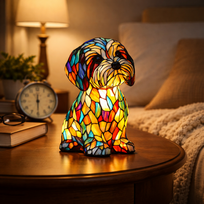 Tafellamp Glas In Lood LED Hond Decoratieve Lamp