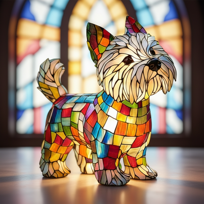 Tafellamp Glas In Lood LED Hond Decoratieve Lamp