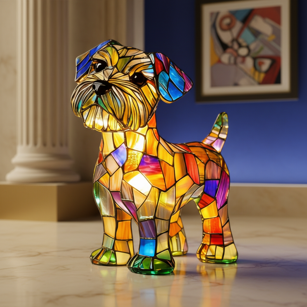 Tafellamp Glas In Lood LED Hond Decoratieve Lamp