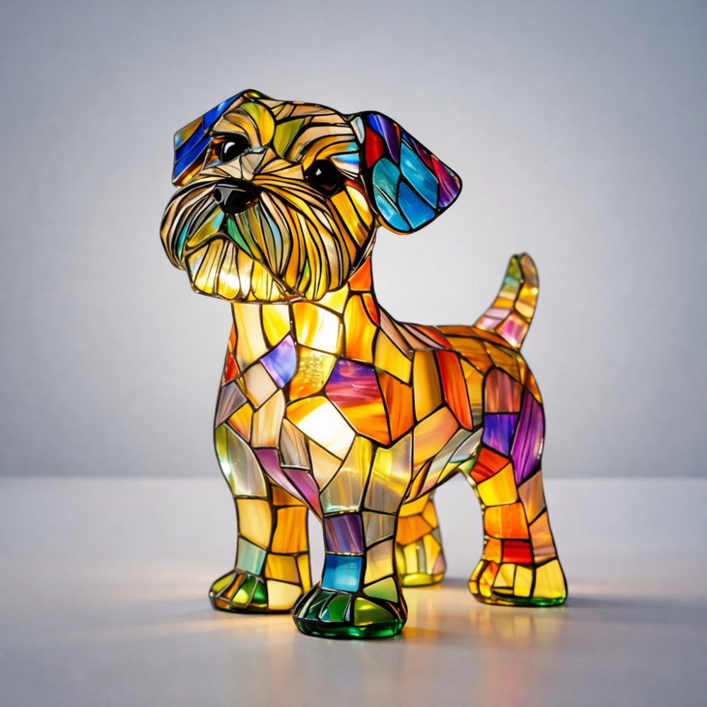 Tafellamp Glas In Lood LED Hond Decoratieve Lamp