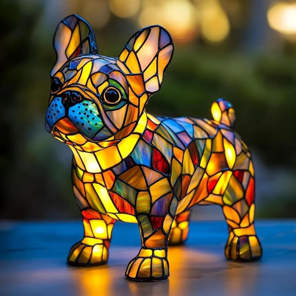 Tafellamp Glas In Lood LED Hond Decoratieve Lamp