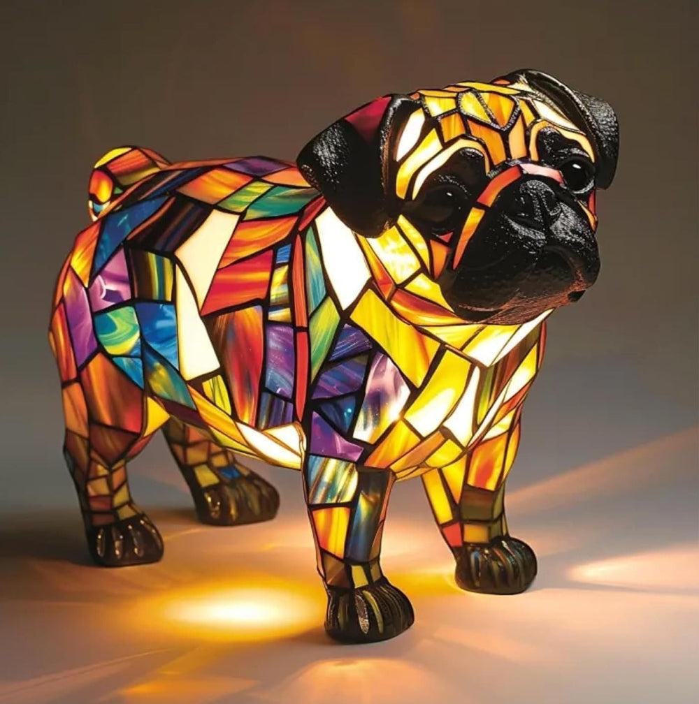 Tafellamp Glas In Lood LED Hond Decoratieve Lamp