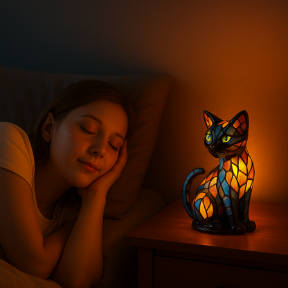 Tafellamp Kat Glasmozaïek Handgemaakt Decoratieve Verlichting