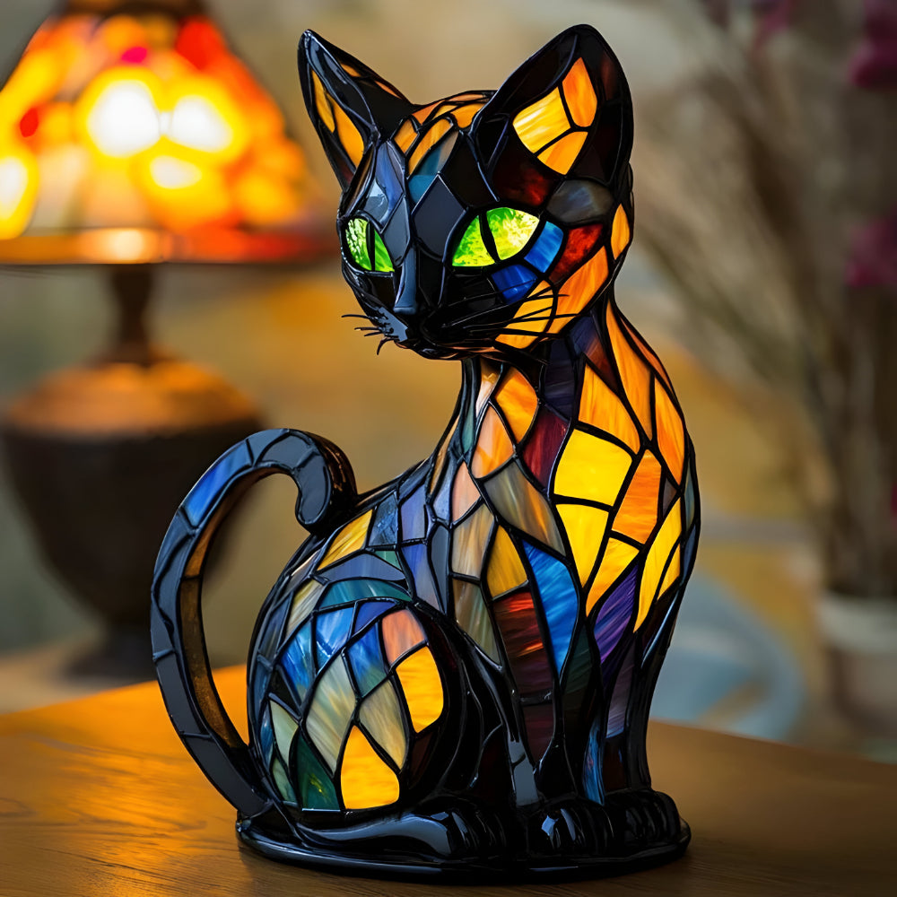 Tafellamp Kat Glasmozaïek Handgemaakt Decoratieve Verlichting