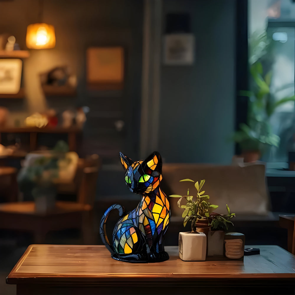 Tafellamp Kat Glasmozaïek Handgemaakt Decoratieve Verlichting