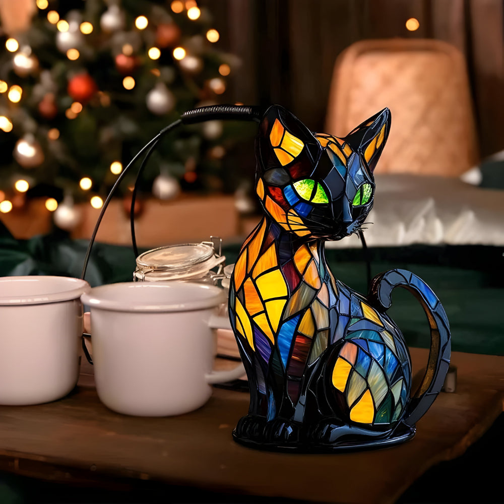 Tafellamp Kat Glasmozaïek Handgemaakt Decoratieve Verlichting