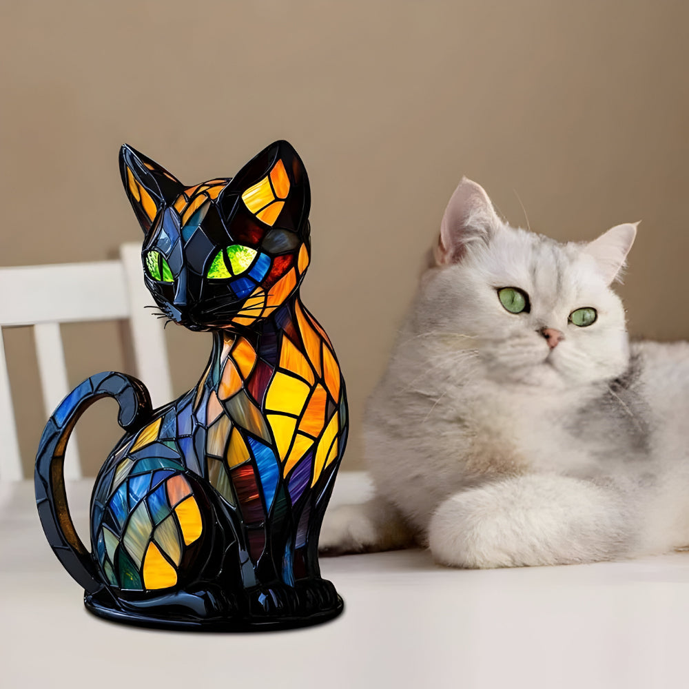Tafellamp Kat Glasmozaïek Handgemaakt Decoratieve Verlichting