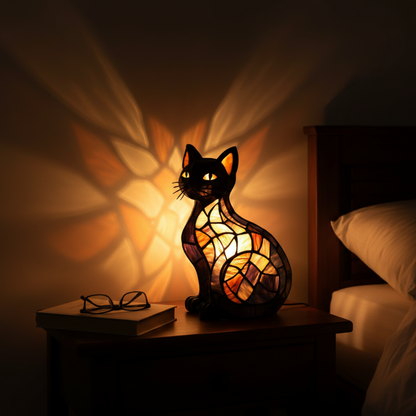 Tafellamp Kat Tiffany Stijl Glaslook Decoratieve Sfeerverlichting