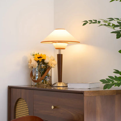 Talonwood Tafellamp – Houten Basis met Stoffen Kap – Warm en Tijdloos Accent