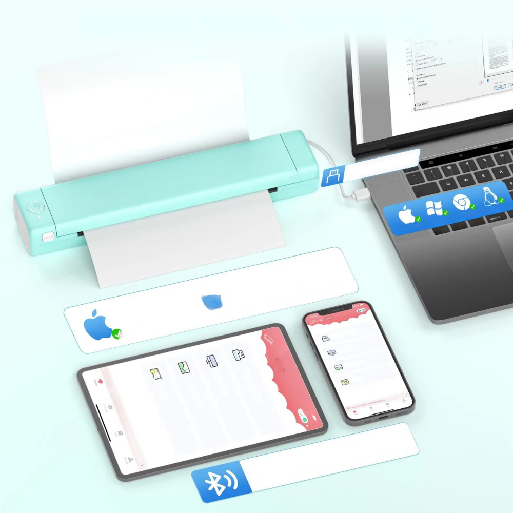 Thermische Printer Draagbaar Bluetooth Inktloos Printapparaat