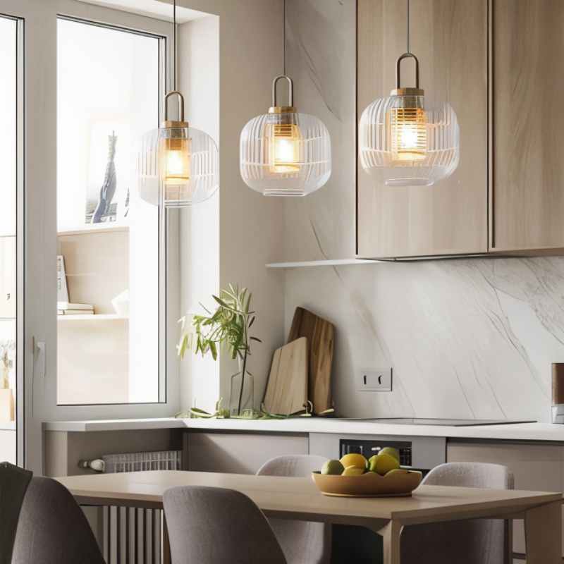 Moderne Stijlvolle Strepen Glazen Hanglamp