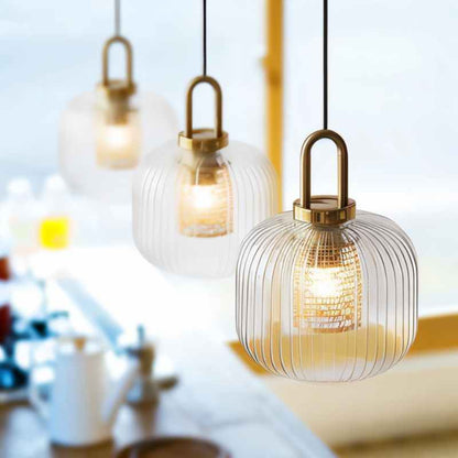 Moderne Stijlvolle Strepen Glazen Hanglamp