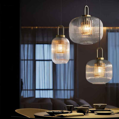 Moderne Stijlvolle Strepen Glazen Hanglamp