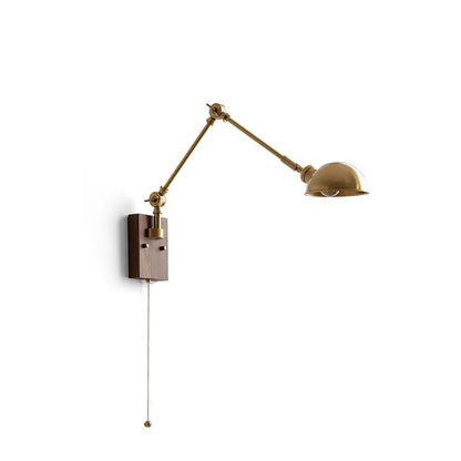 Verstelbare Troy Wandlamp in Hout en Messing