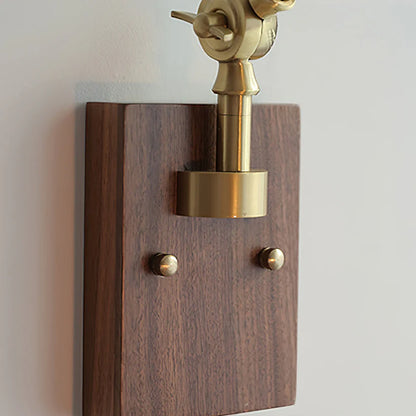Verstelbare Troy Wandlamp in Hout en Messing