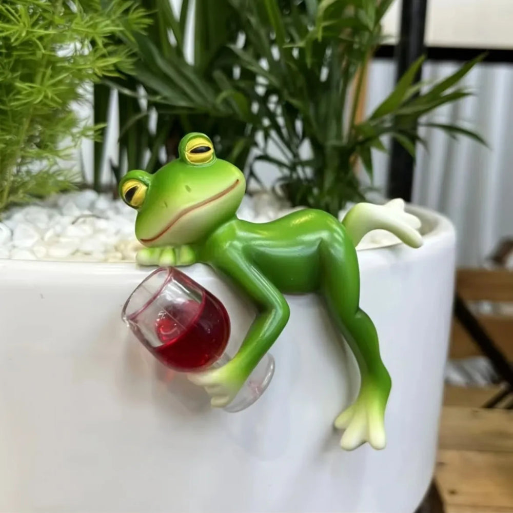 Tuindecoratie Bloempot Hanger Kikker Resin Humor Design