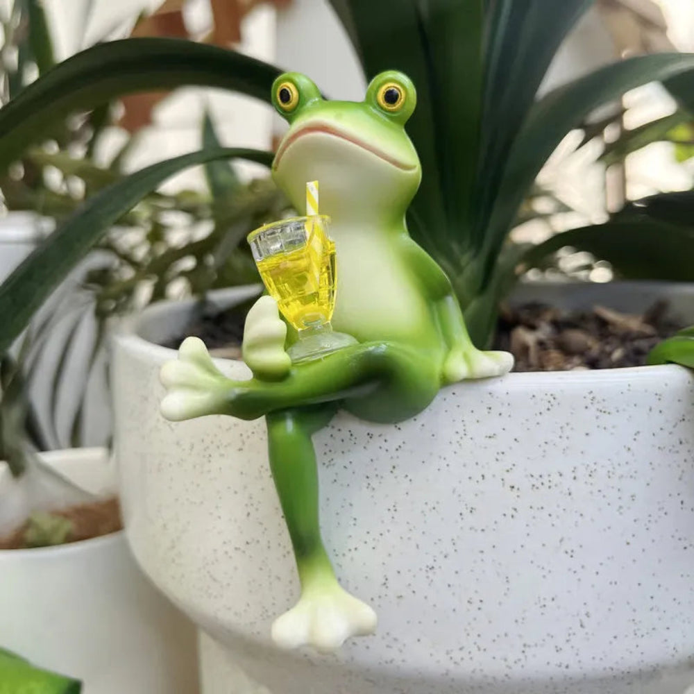 Tuindecoratie Bloempot Hanger Kikker Resin Humor Design