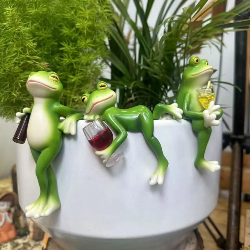 Tuindecoratie Bloempot Hanger Kikker Resin Humor Design