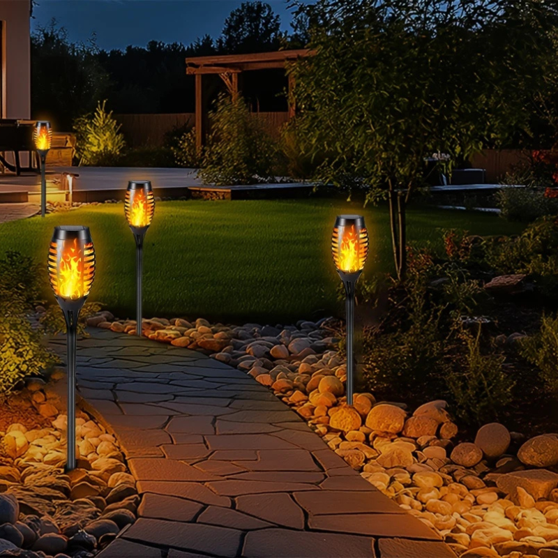 Solar LED Tuinlampen met Flikkerende Vlam – Set van 4/8/12 Stuks