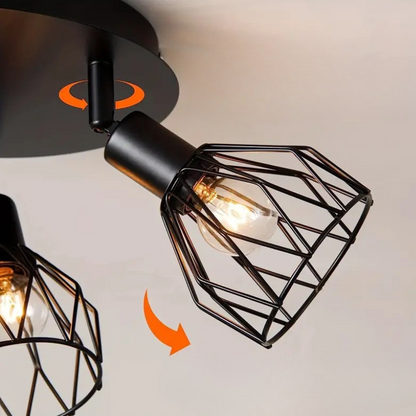 Industriële Stijl Retro Ijzer Drie Hoofd Roterende Plafondlamp