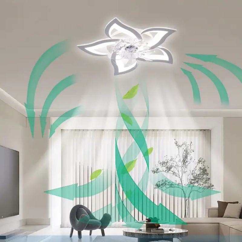 Moderne LED Lotusbloem Plafondlamp met Ventilator en Afstandsbediening