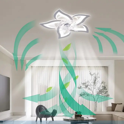 Moderne LED Lotusbloem Plafondlamp met Ventilator en Afstandsbediening
