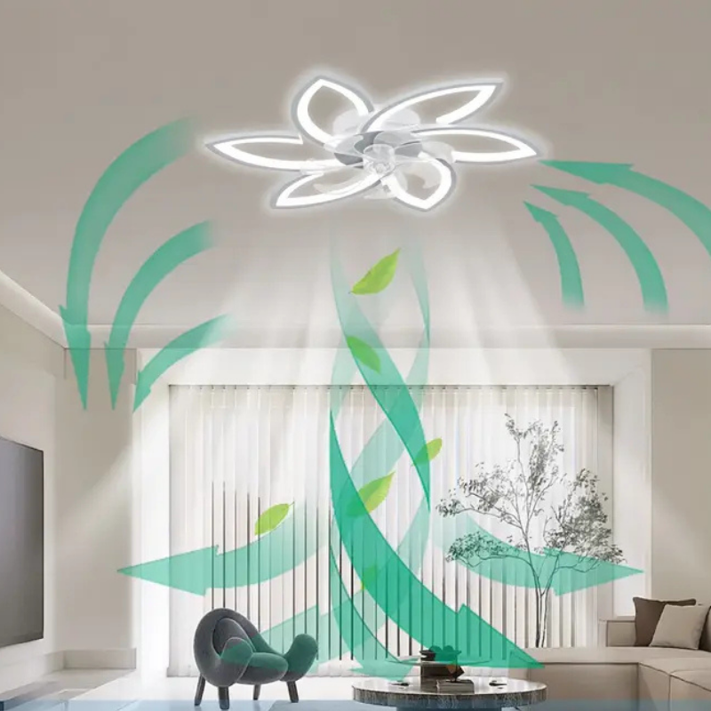 Moderne LED Lotusbloem Plafondlamp met Ventilator en Afstandsbediening