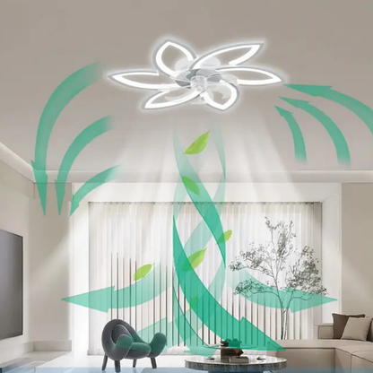 Moderne LED Lotusbloem Plafondlamp met Ventilator en Afstandsbediening
