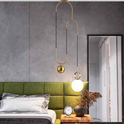 In Balans Midden-eeuw Glazen bol Hanglamp