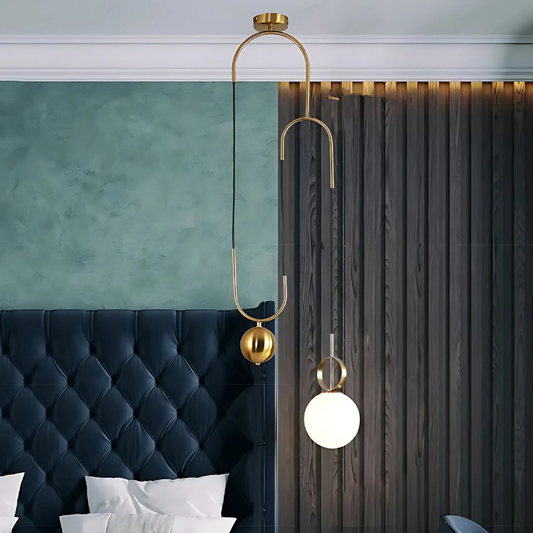 In Balans Midden-eeuw Glazen bol Hanglamp