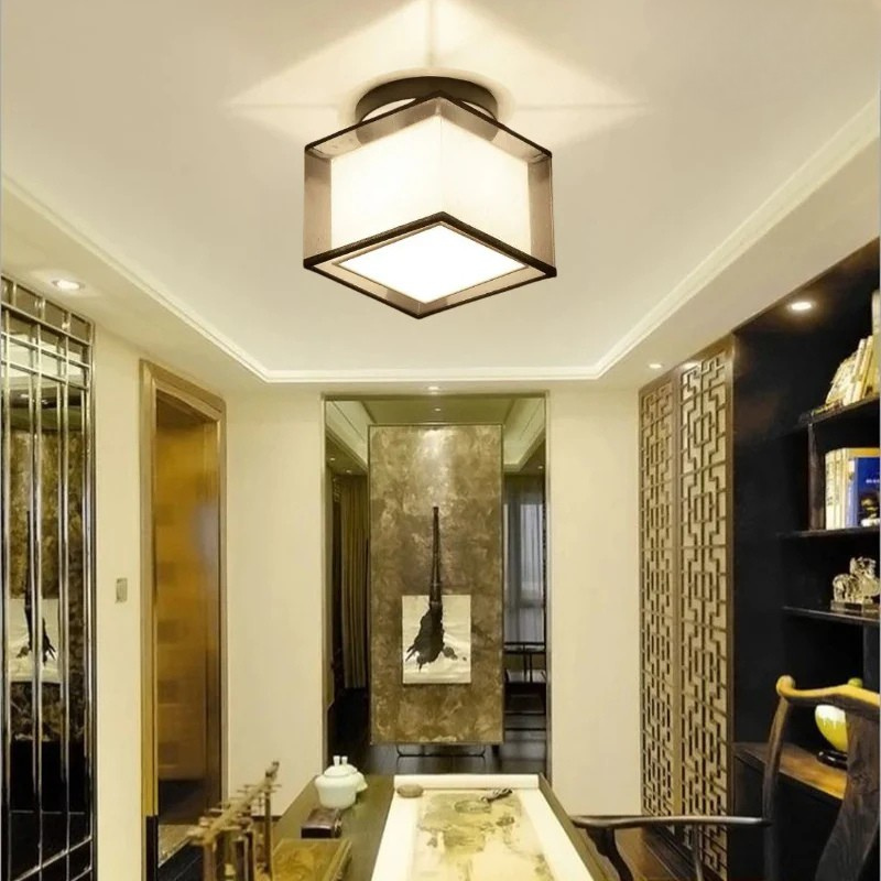Elegante Plafondlamp met Stoffen Kap