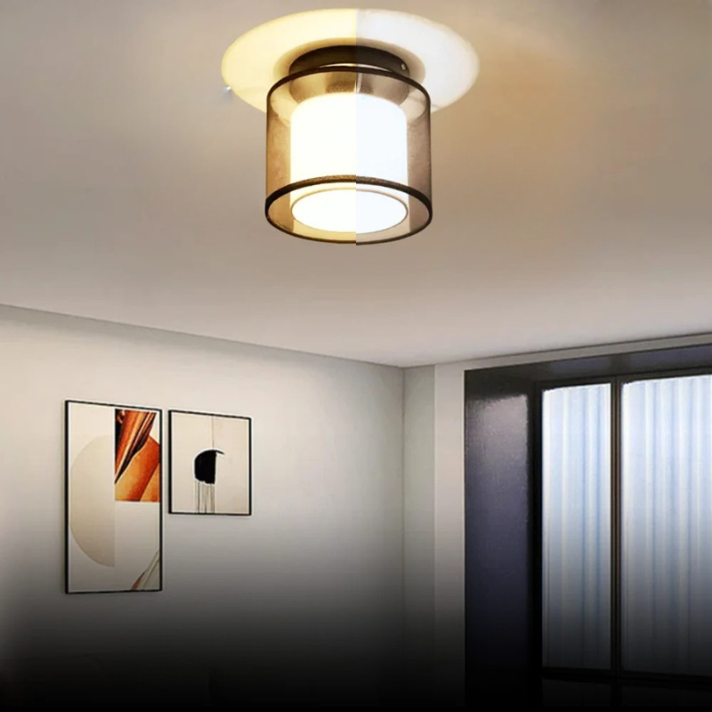 Elegante Plafondlamp met Stoffen Kap