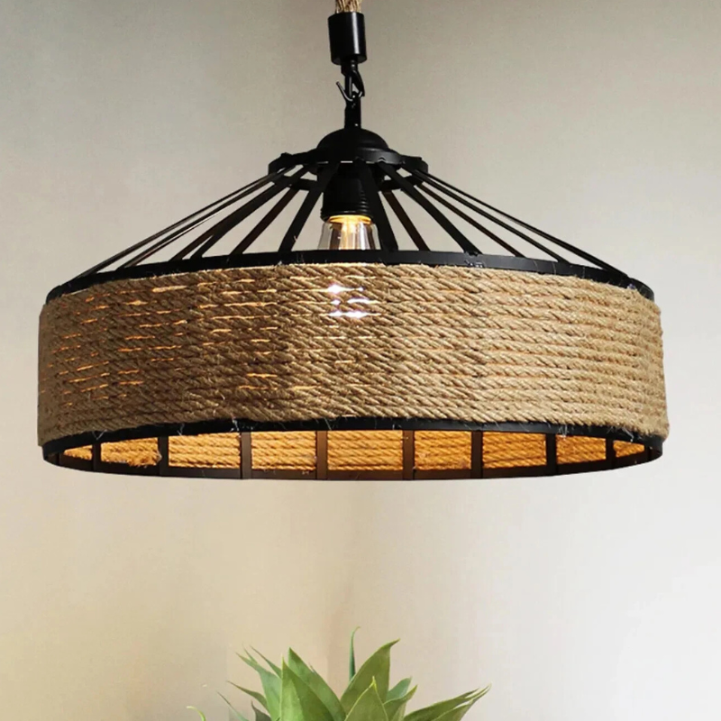 Henneptouw Hanglamp – Klassieke Industriële Plafondlamp