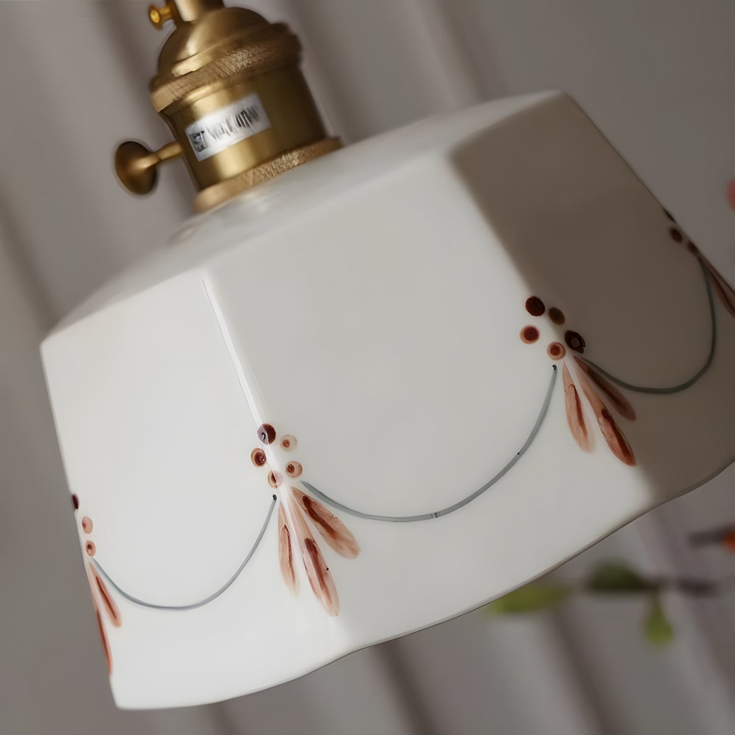 Scandinavische Keramische LED Hanglamp met Walnoothout
