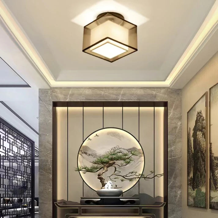 Elegante Plafondlamp met Stoffen Kap