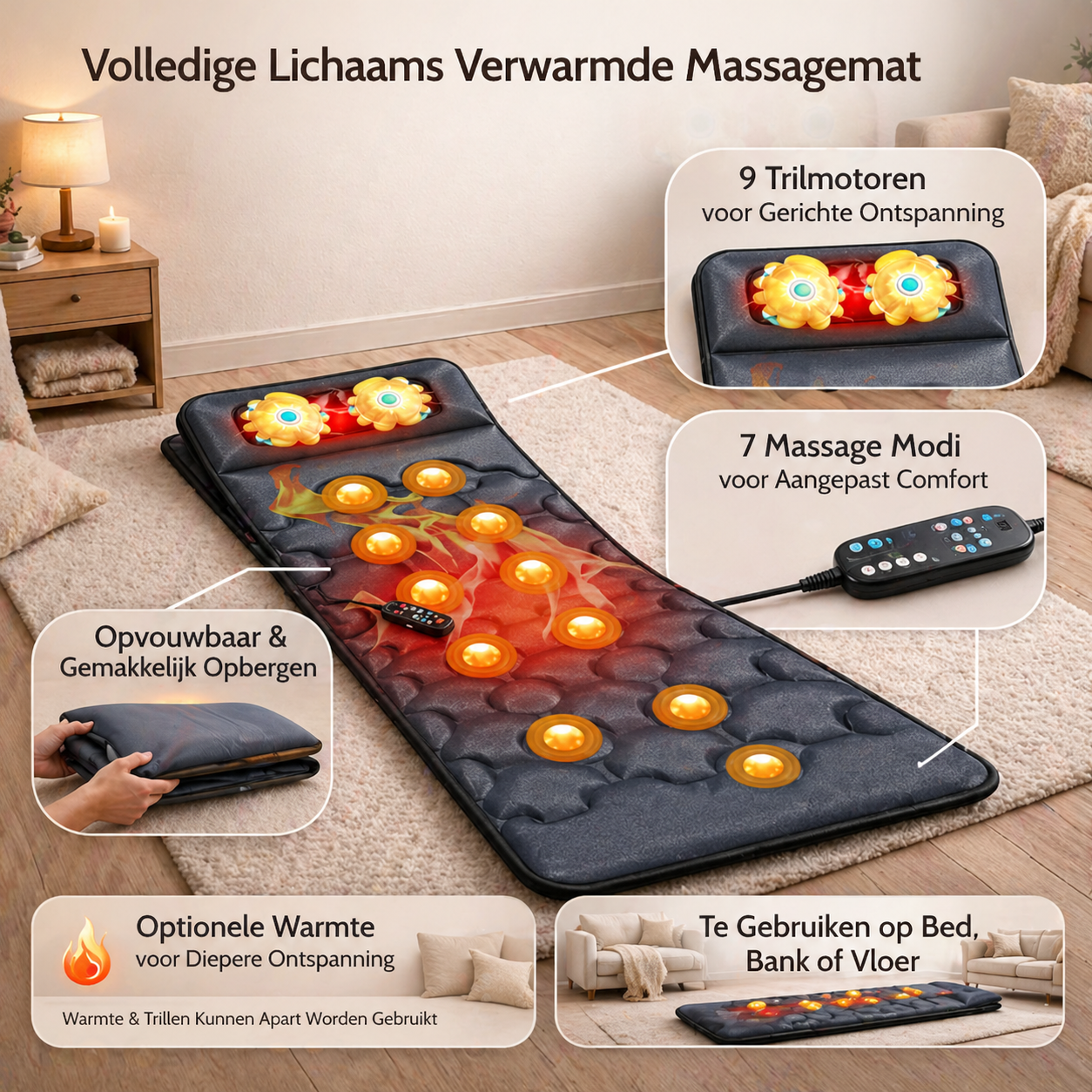 Massage Mat Verwarmd Volledig Lichaam Vibratie Therapie