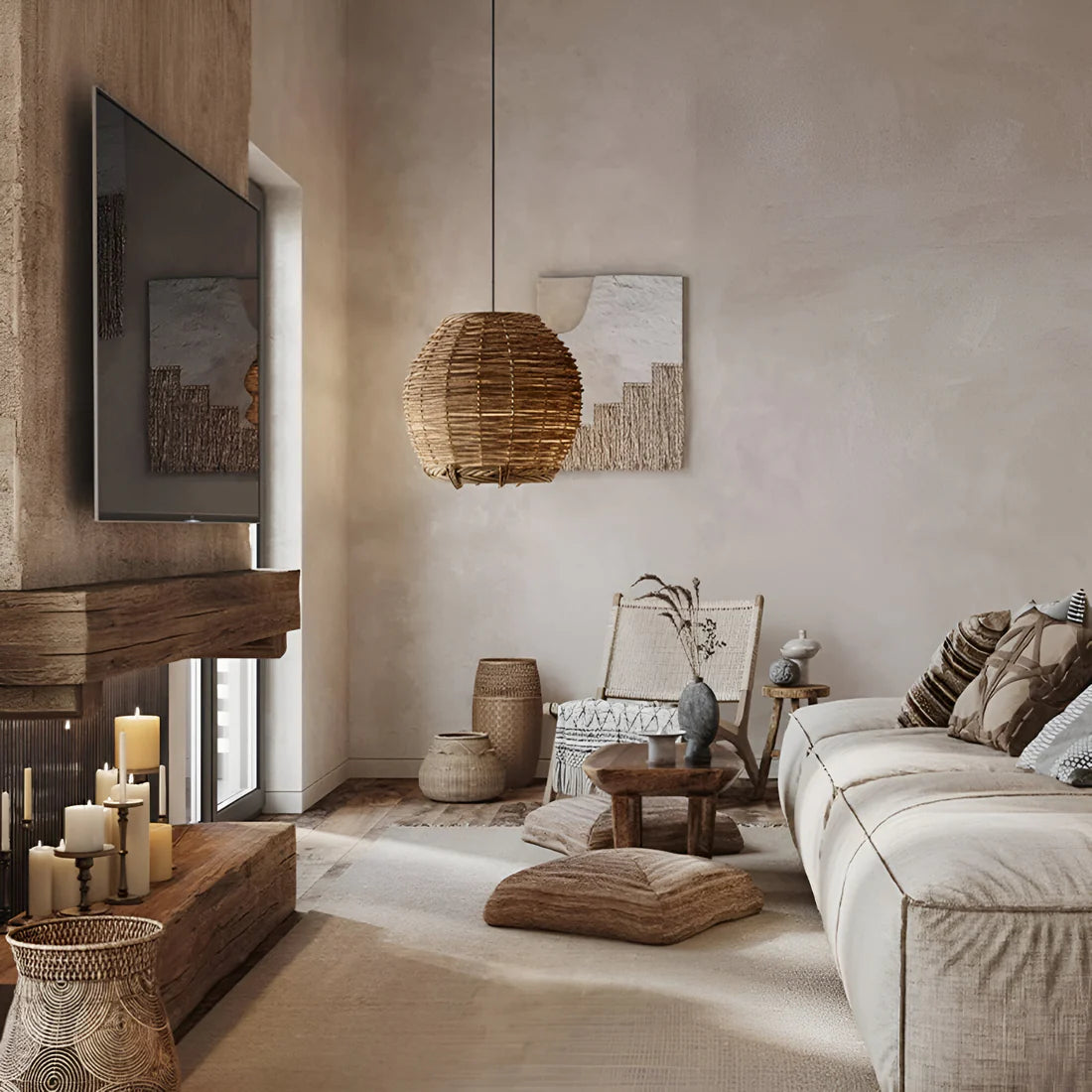 Wabi-Sabi Stijl Boho Rotan Hanglamp