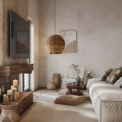 Wabi-Sabi Stijl Boho Rotan Hanglamp