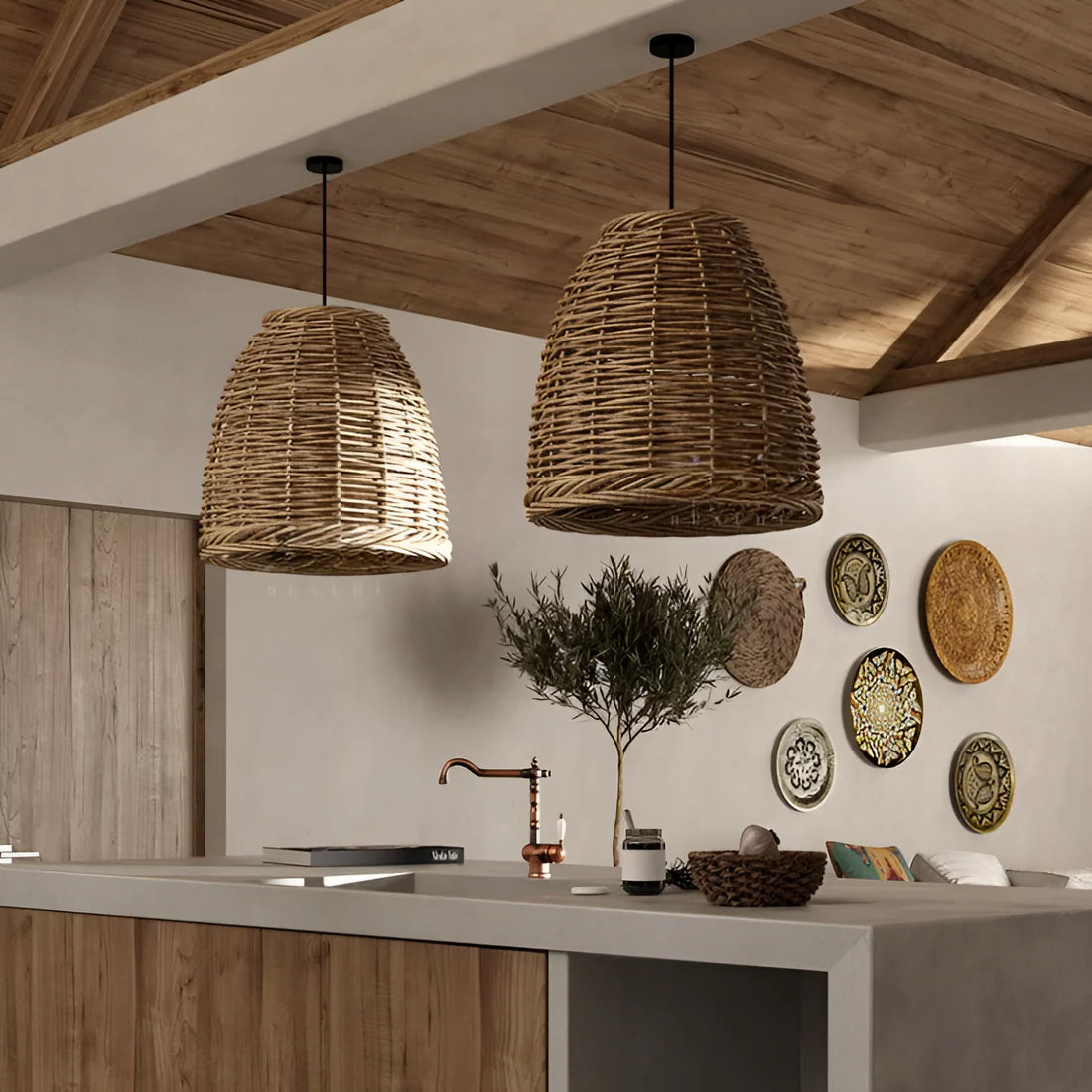 Wabi-Sabi Stijl Boho Rotan Hanglamp