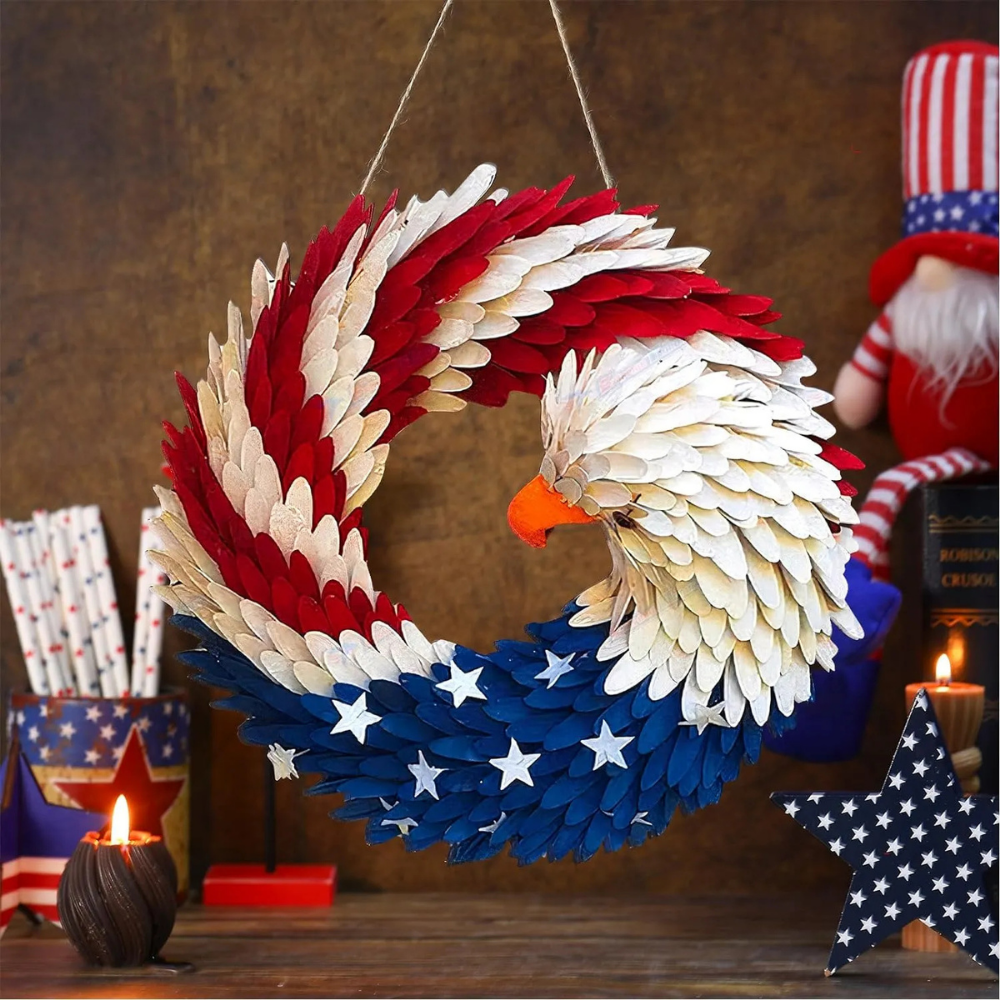 Wanddecoratie Houten Patriottisch Krans Amerikaans Rustiek Ontwerp