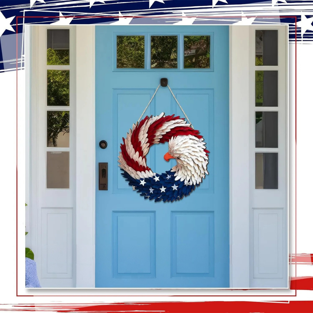 Wanddecoratie Houten Patriottisch Krans Amerikaans Rustiek Ontwerp