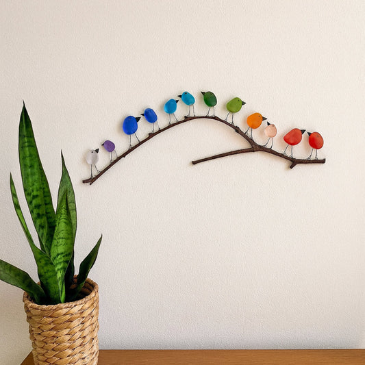 Wanddecoratie Glas Vogels Driftwood Kuststijl Muurkunst