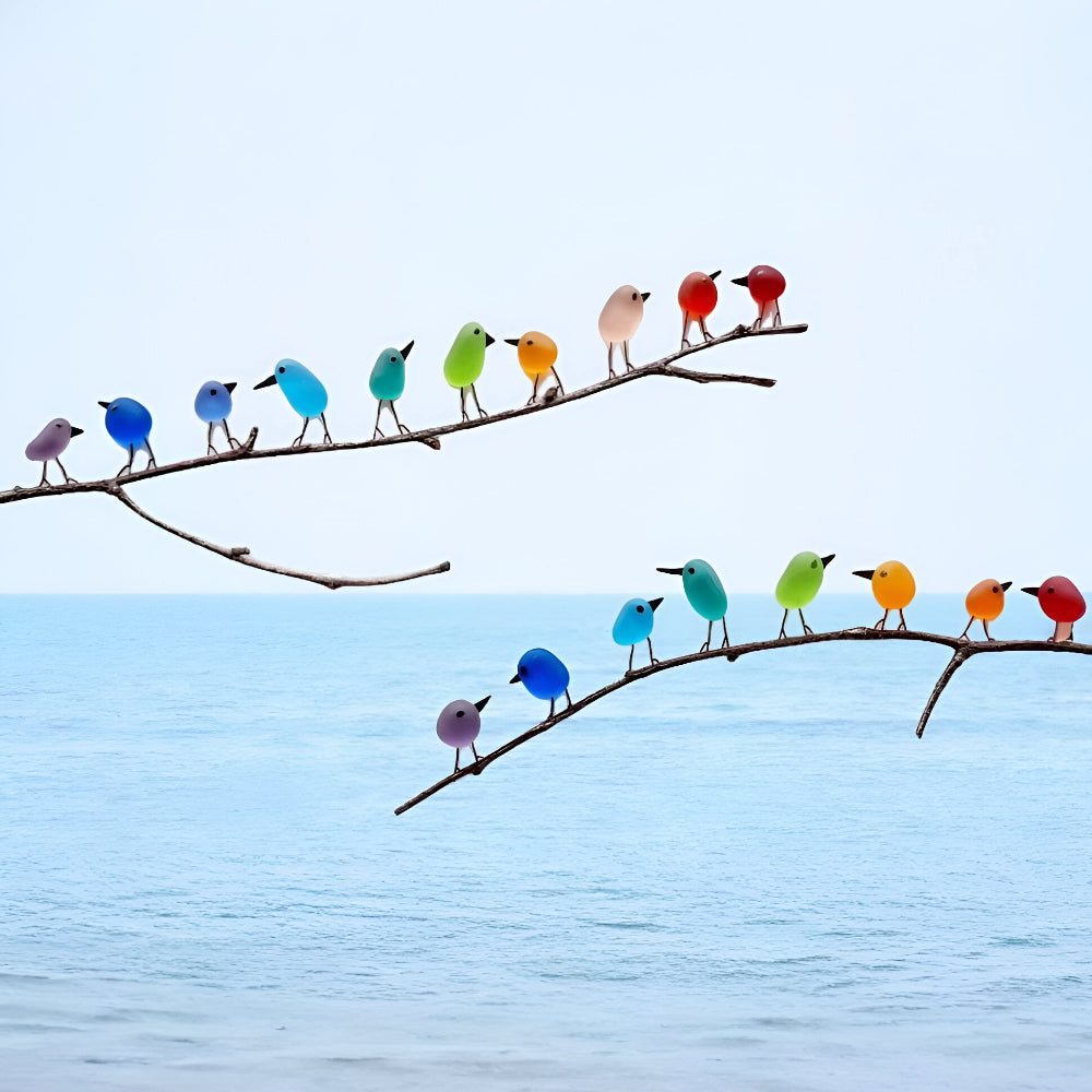 Wanddecoratie Glas Vogels Driftwood Kuststijl Muurkunst
