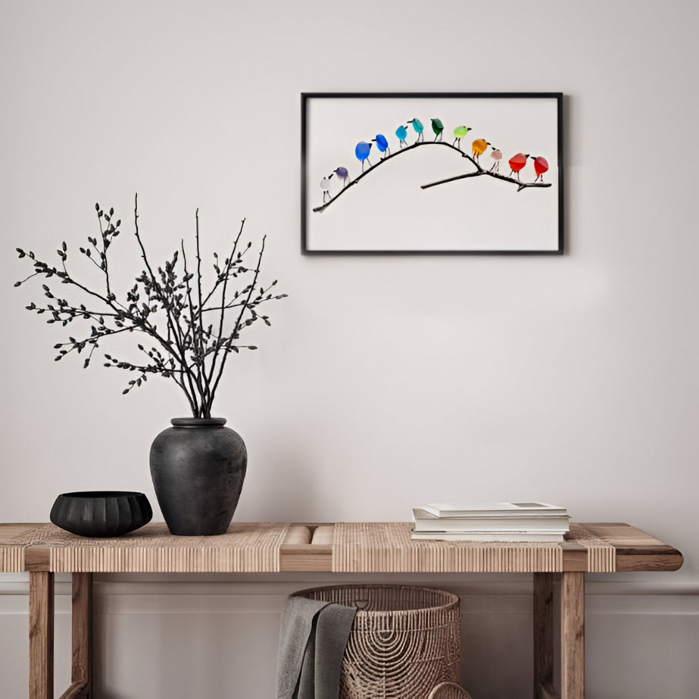 Wanddecoratie Glas Vogels Driftwood Kuststijl Muurkunst