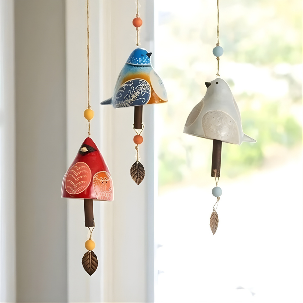 Wanddecoratie Keramische Windgong Handgemaakt Vogel Design